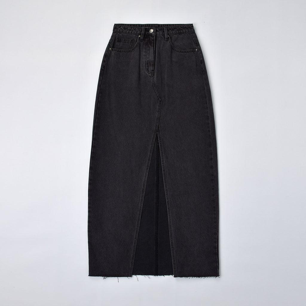 Custom Women's Black Split Maxi Long Denim Skirts