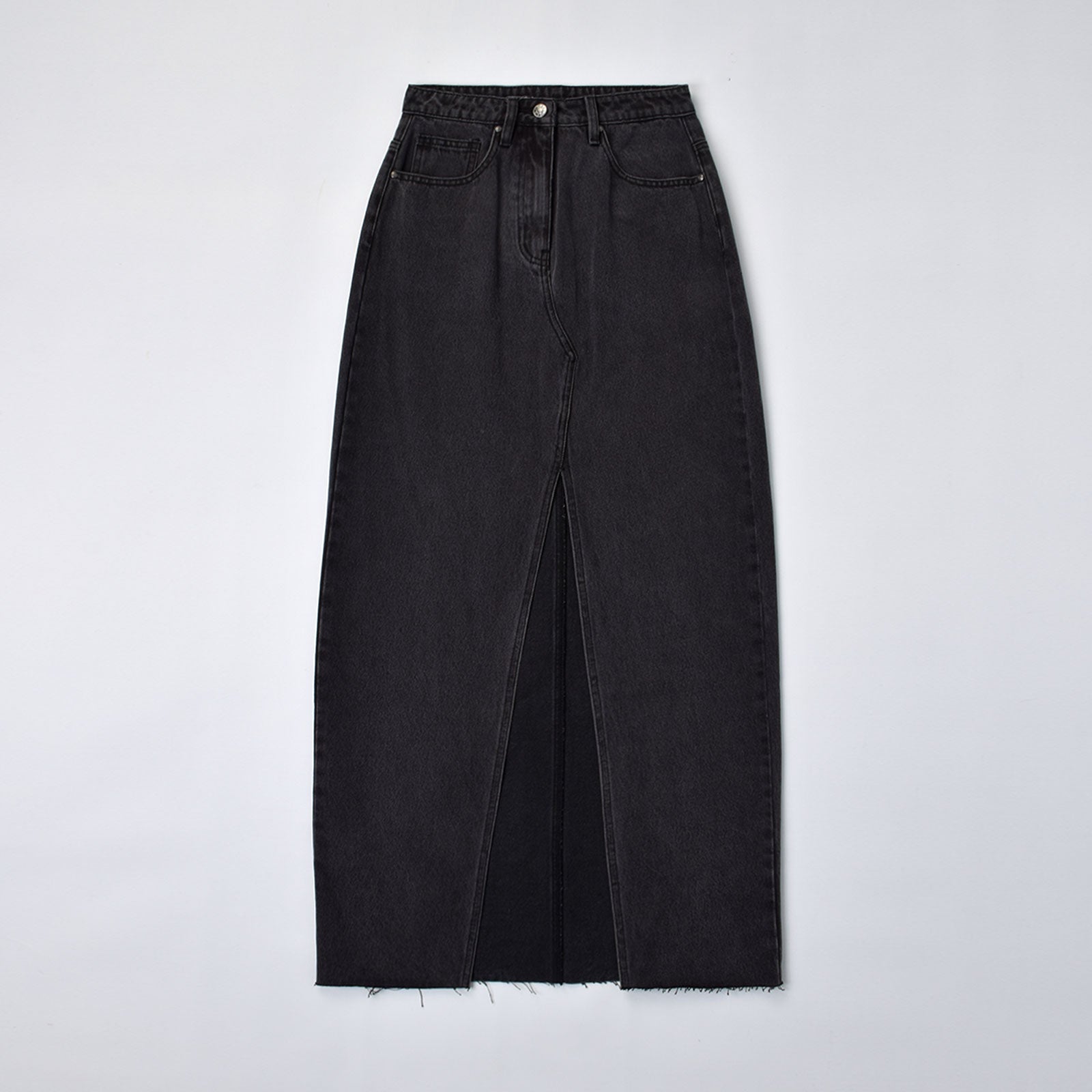 Custom Women's Black Split Maxi Long Denim Skirts