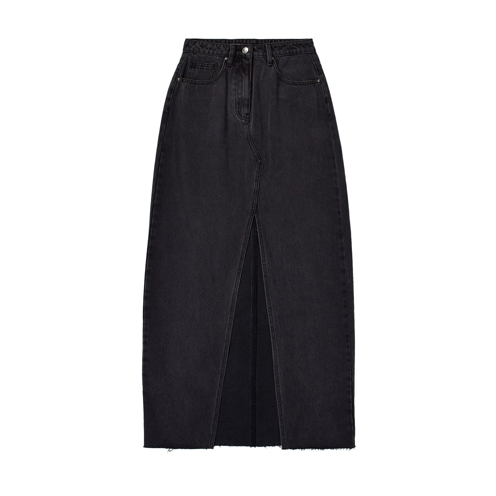 Custom Women's Black Split Maxi Long Denim Skirts