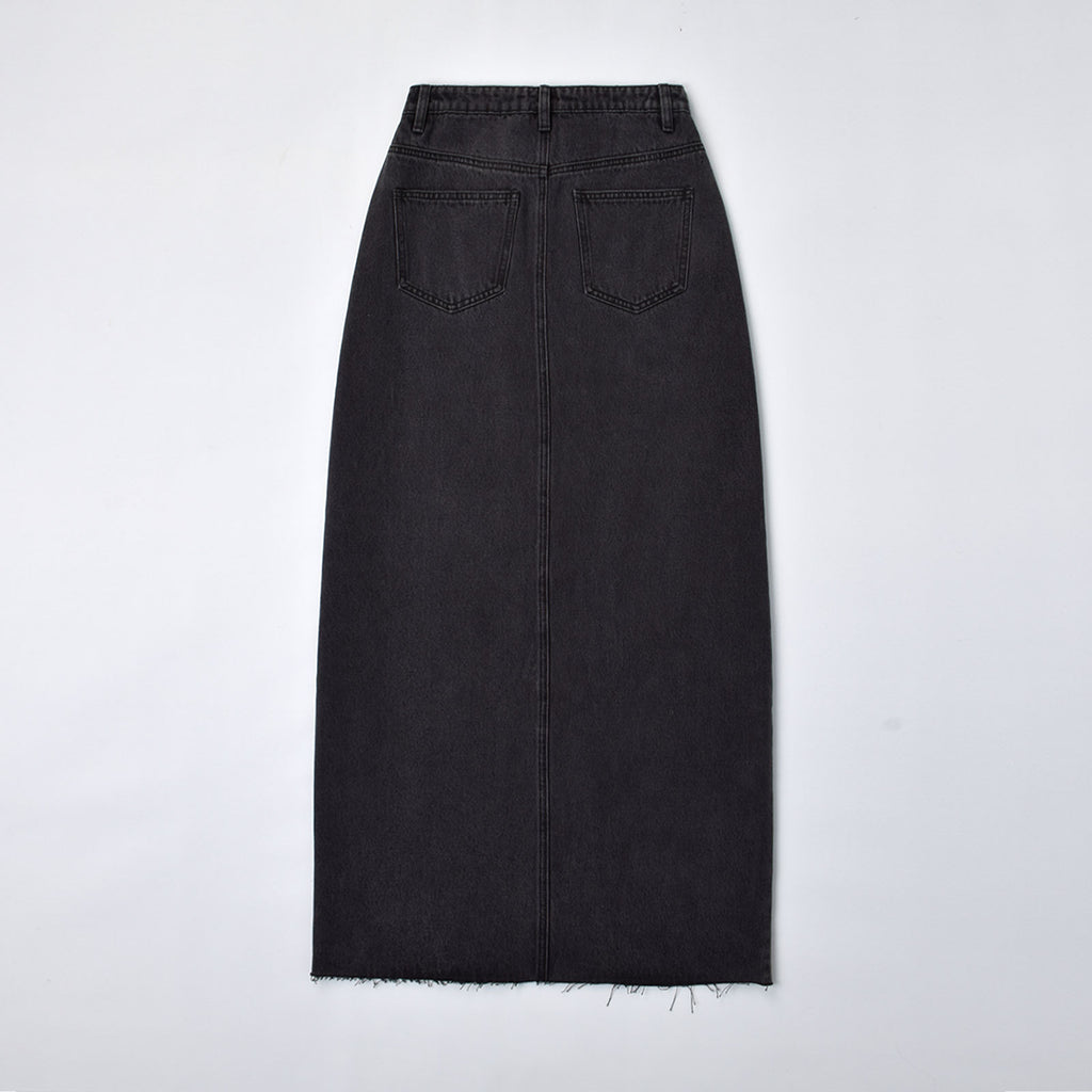 Custom Women's Black Split Maxi Long Denim Skirts