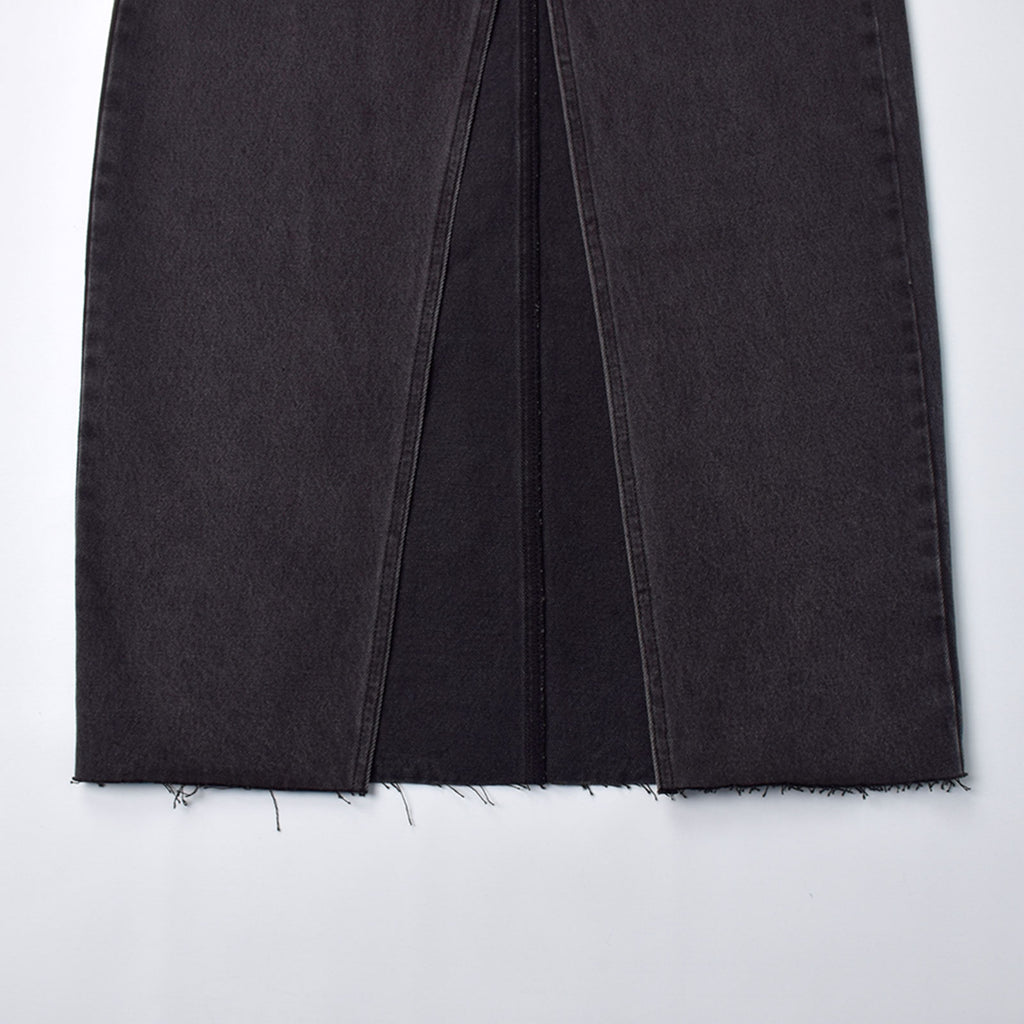 Custom Women's Black Split Maxi Long Denim Skirts