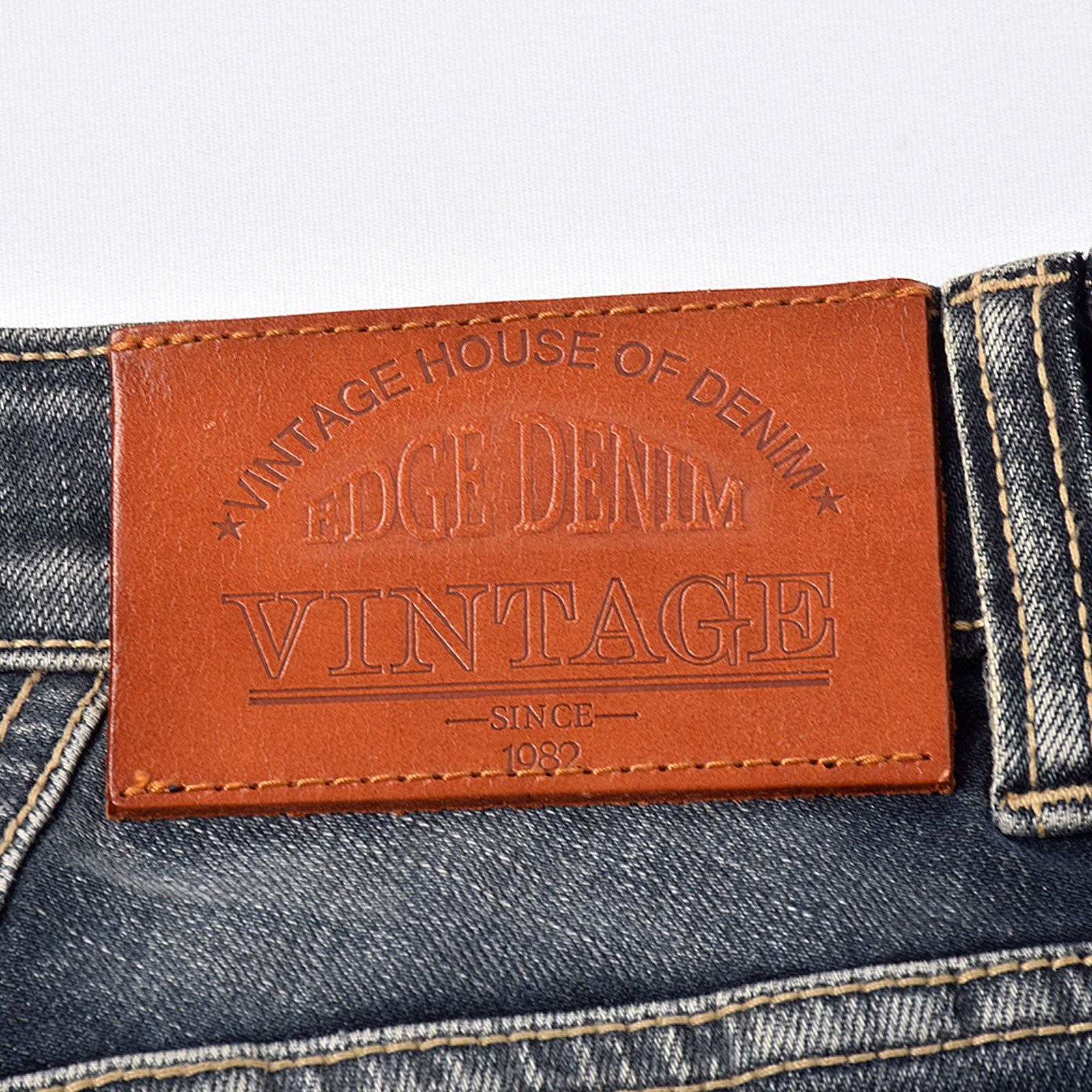Custom Men's Indigo Blue Washed Slim Fit Jeans