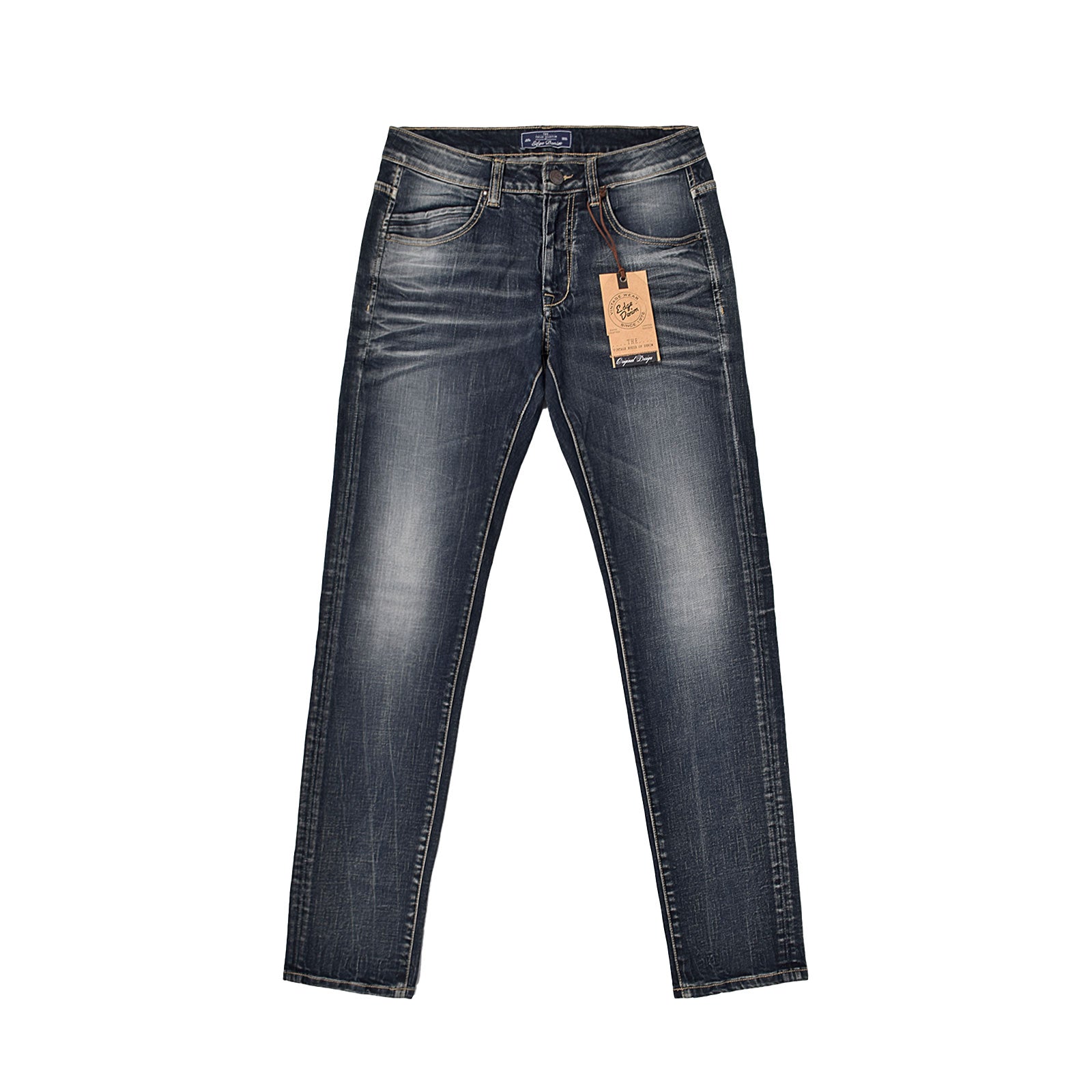 Custom Men's Indigo Blue Washed Slim Fit Jeans