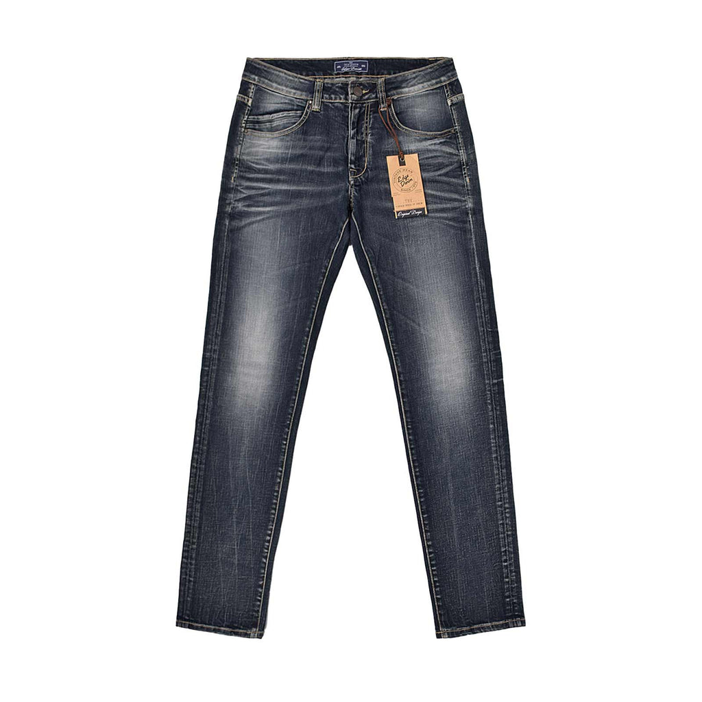 Custom Men's Indigo Blue Washed Slim Fit Jeans