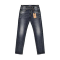 Custom Men's Indigo Blue Washed Slim Fit Jeans