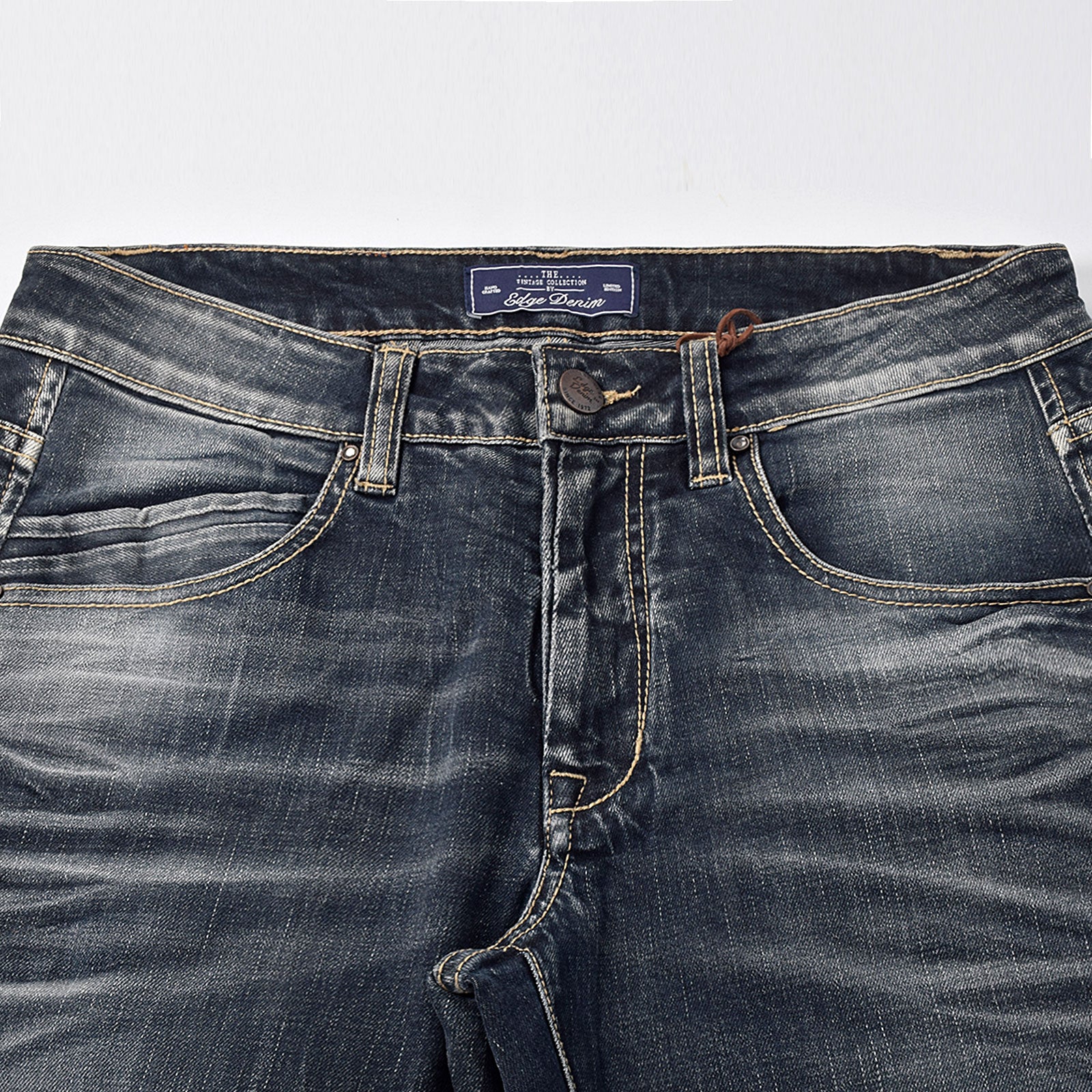 Custom Men's Indigo Blue Washed Slim Fit Jeans