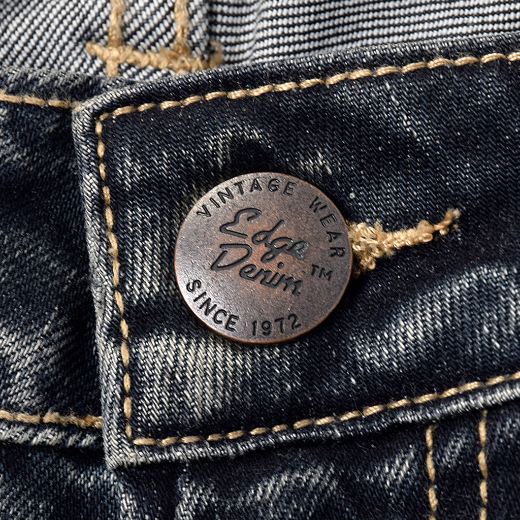 Custom Men's Indigo Blue Washed Slim Fit Jeans