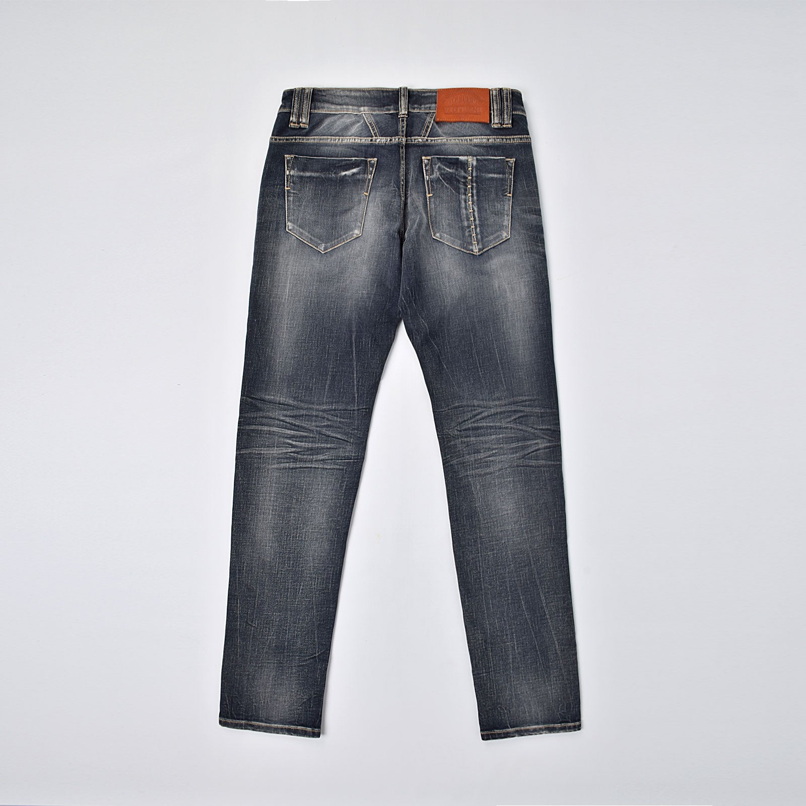 Custom Men's Indigo Blue Washed Slim Fit Jeans