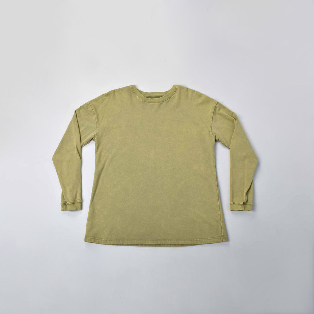 Custom Unisex Green Washed Long Sleeve Sweat Shirts