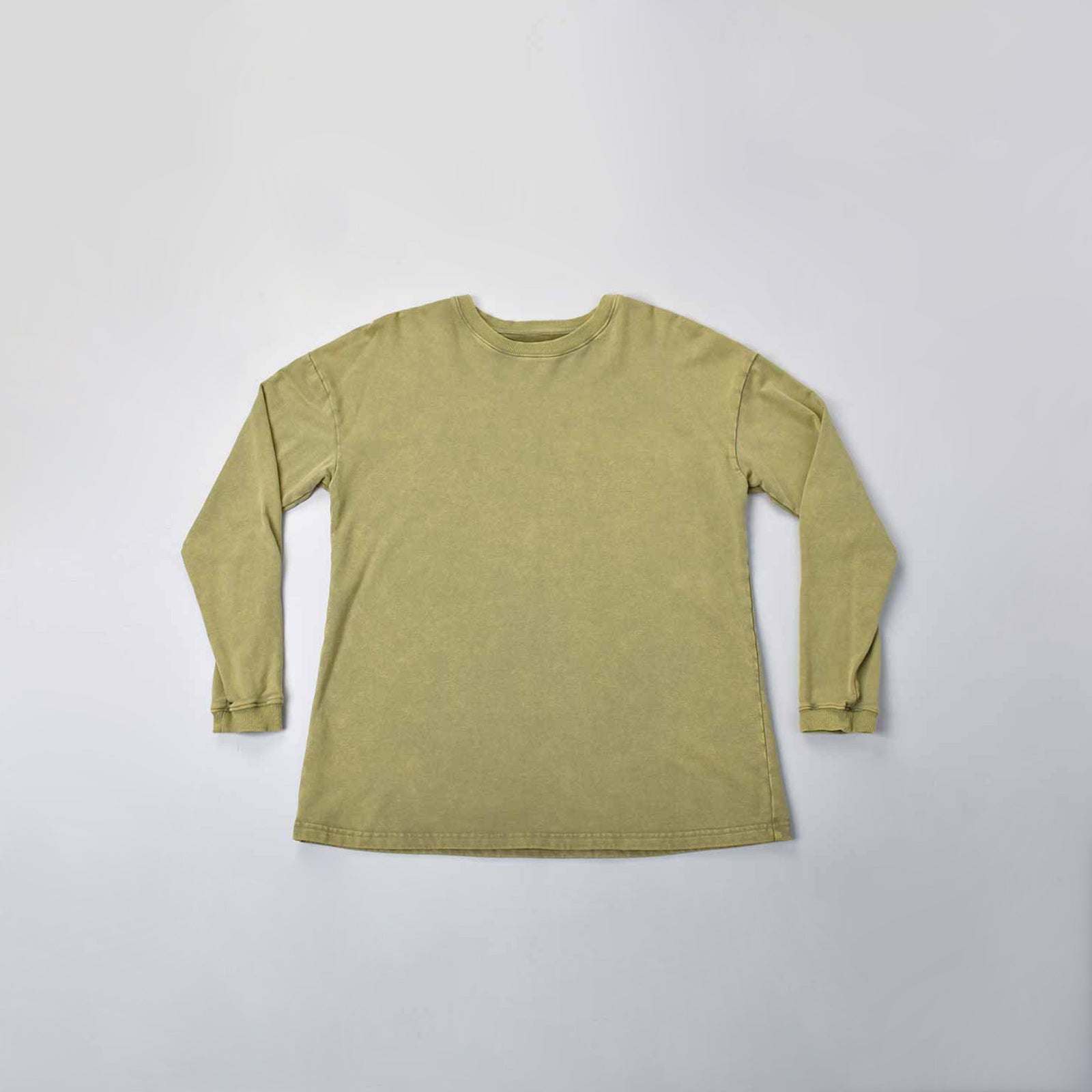 Custom Unisex Green Washed Long Sleeve Sweat Shirts