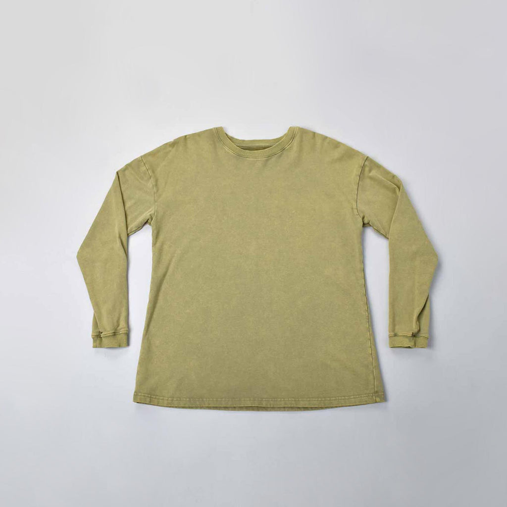 Custom Unisex Green Washed Long Sleeve Sweat Shirts