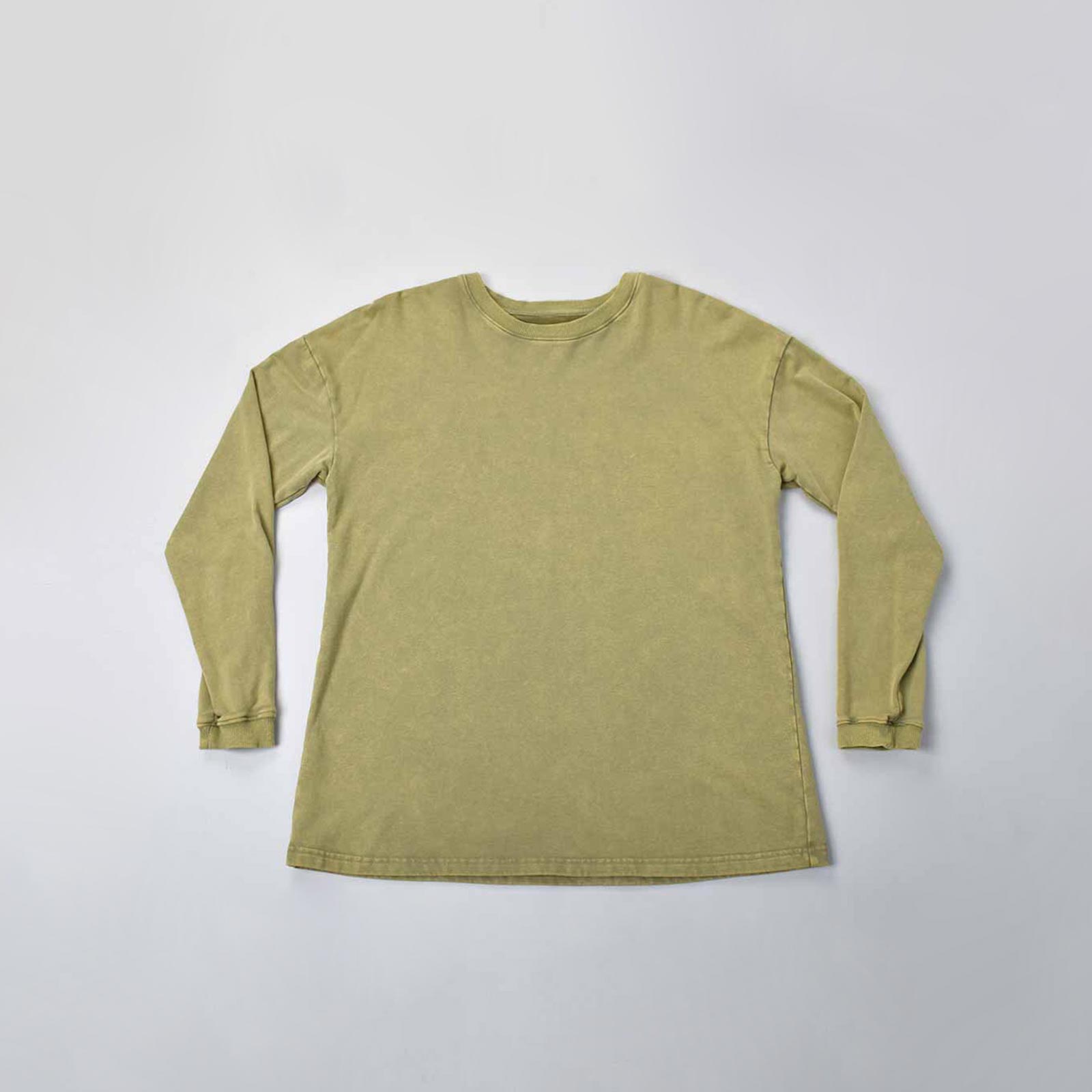 Custom Unisex Green Washed Long Sleeve Sweat Shirts