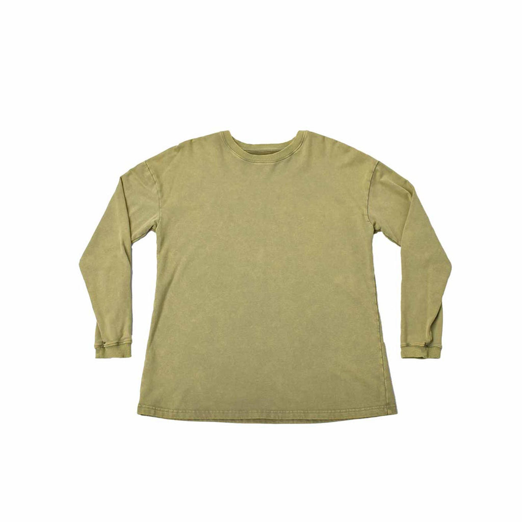 Custom Unisex Green Washed Long Sleeve Sweat Shirts