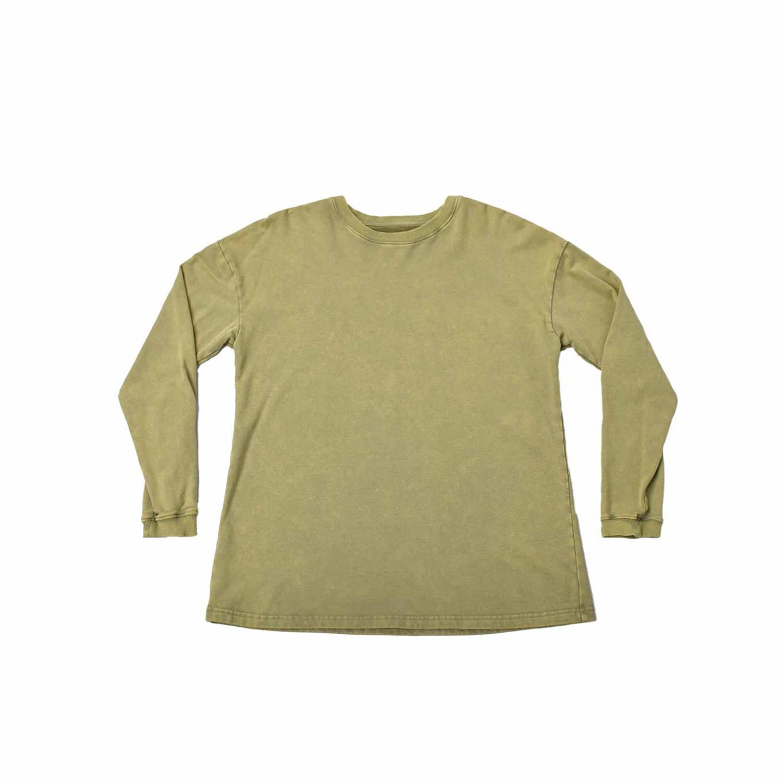 Custom Unisex Green Washed Long Sleeve Sweat Shirts