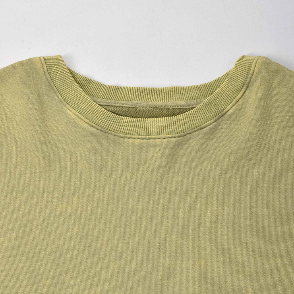 Custom Unisex Green Washed Long Sleeve Sweat Shirts