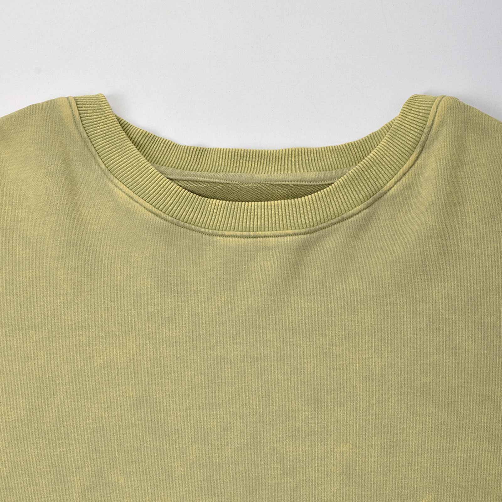 Custom Unisex Green Washed Long Sleeve Sweat Shirts