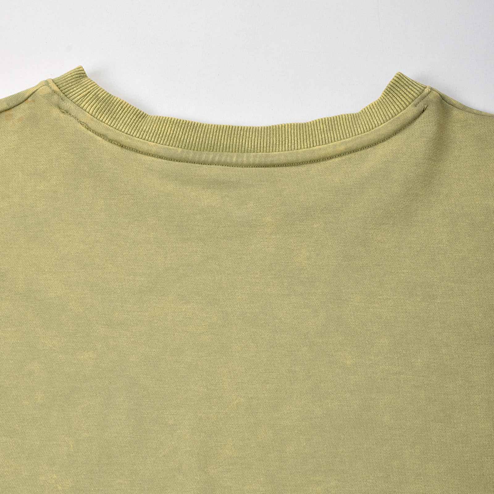Custom Unisex Green Washed Long Sleeve Sweat Shirts