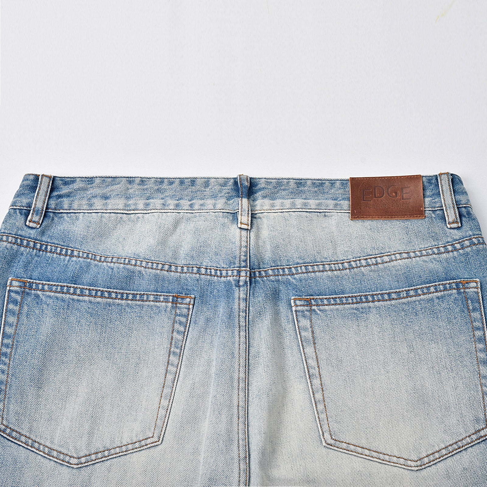 Custom Men's Blue Baggy Taper Fit Washed Denim Jeans Pant