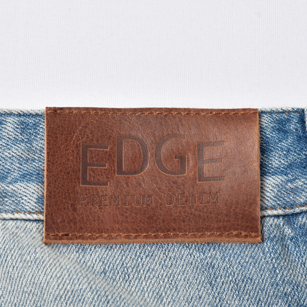 Custom Men's Blue Baggy Taper Fit Washed Denim Jeans Pant