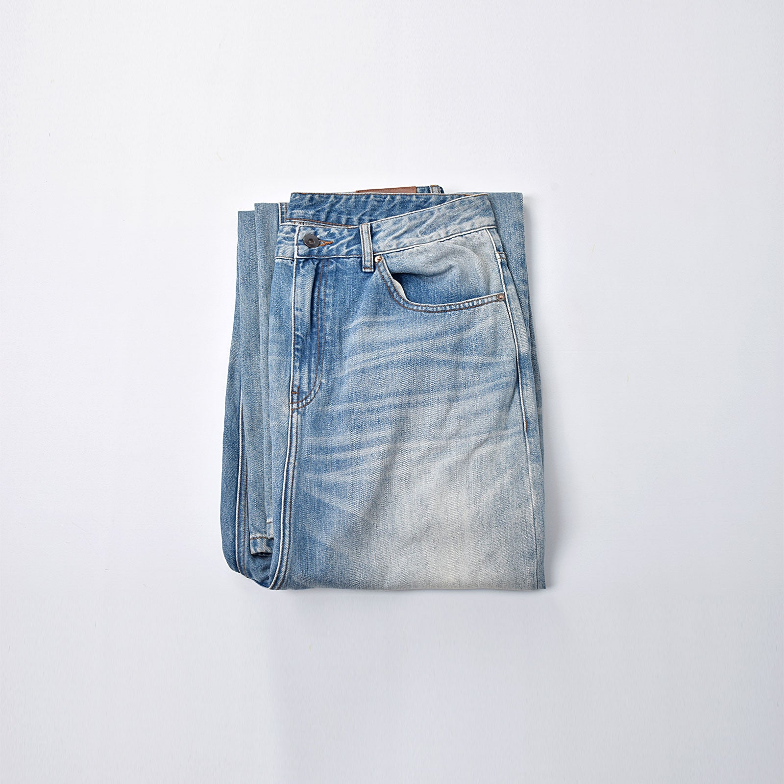 Custom Men's Blue Baggy Taper Fit Washed Denim Jeans Pant