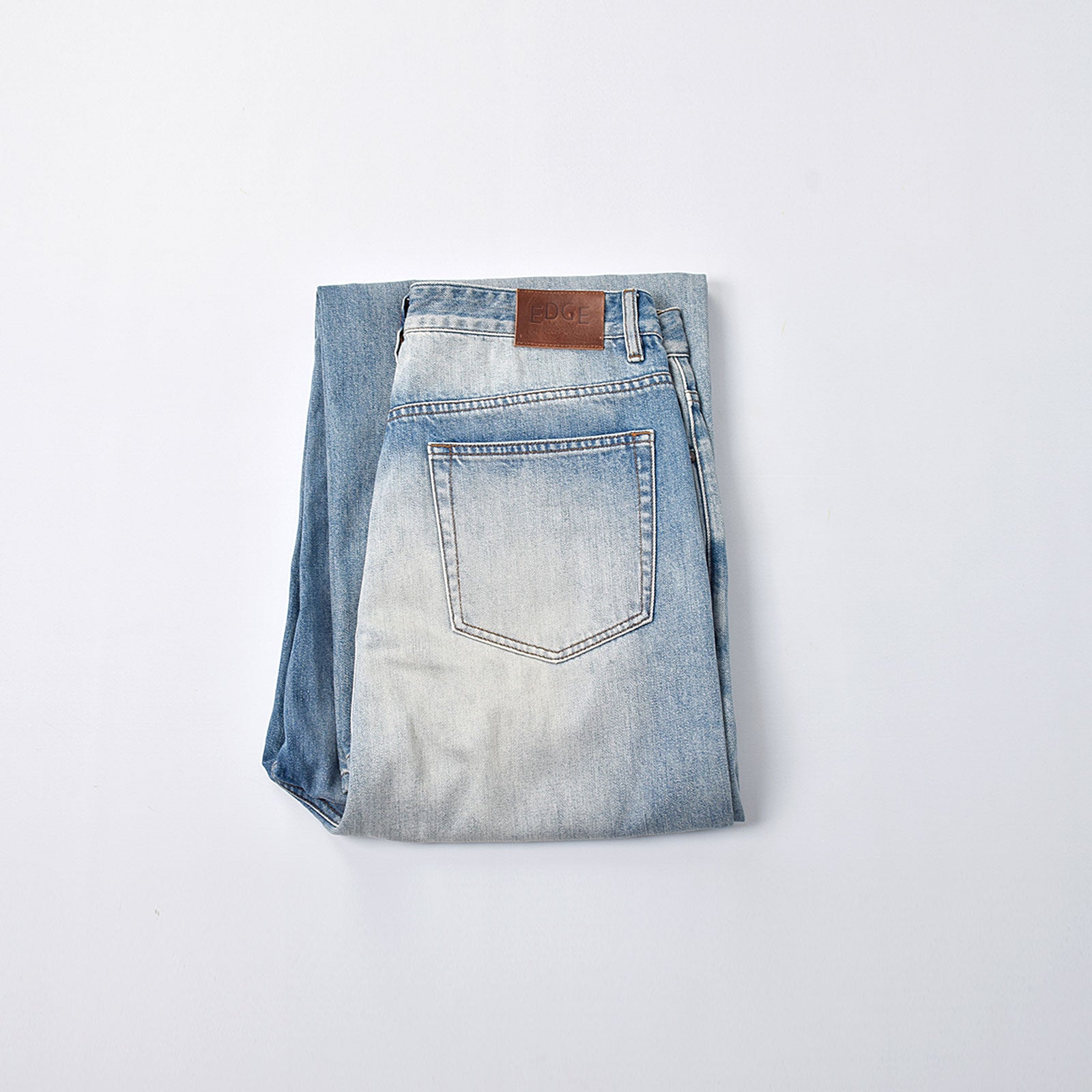Custom Men's Blue Baggy Taper Fit Washed Denim Jeans Pant