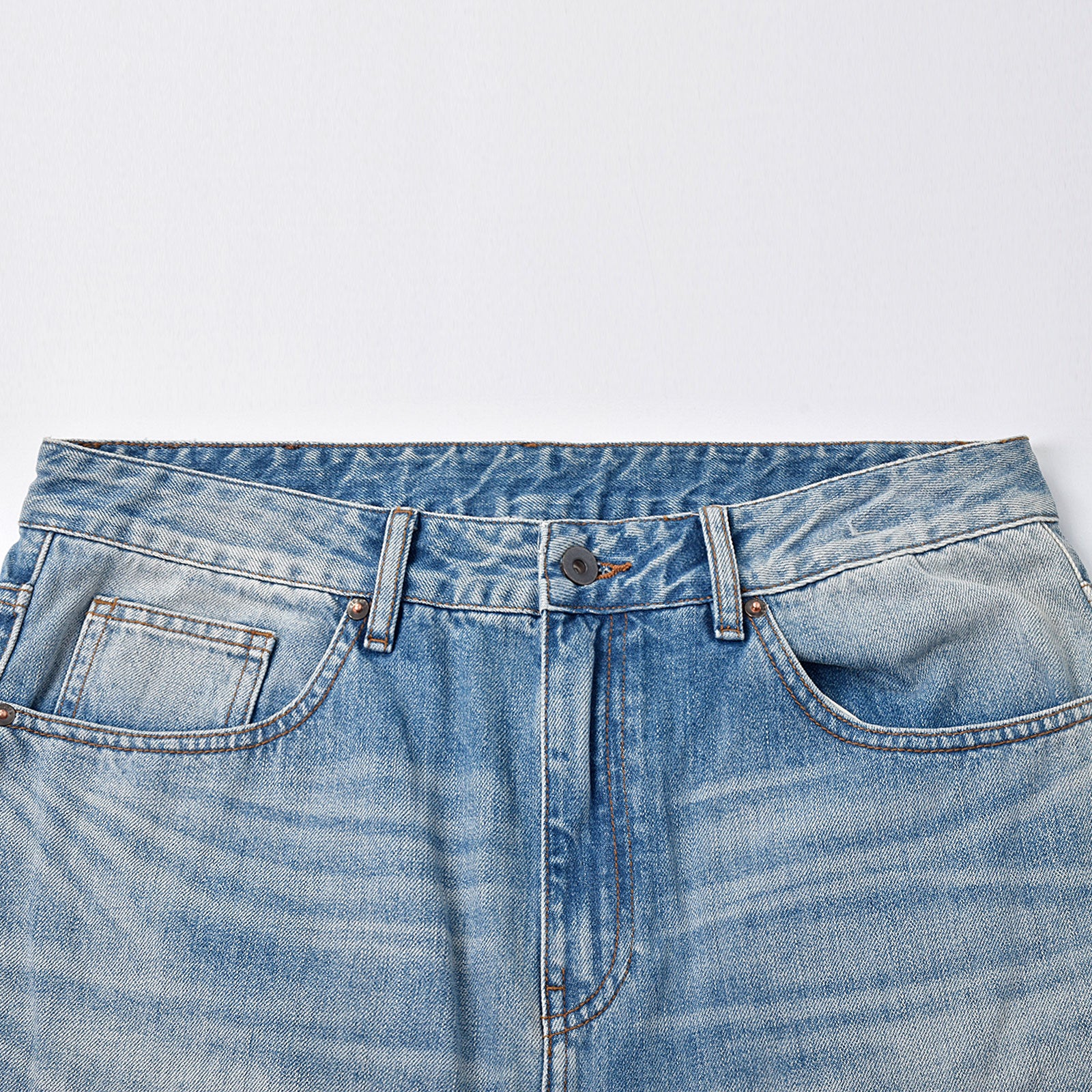 Custom Men's Blue Baggy Taper Fit Washed Denim Jeans Pant