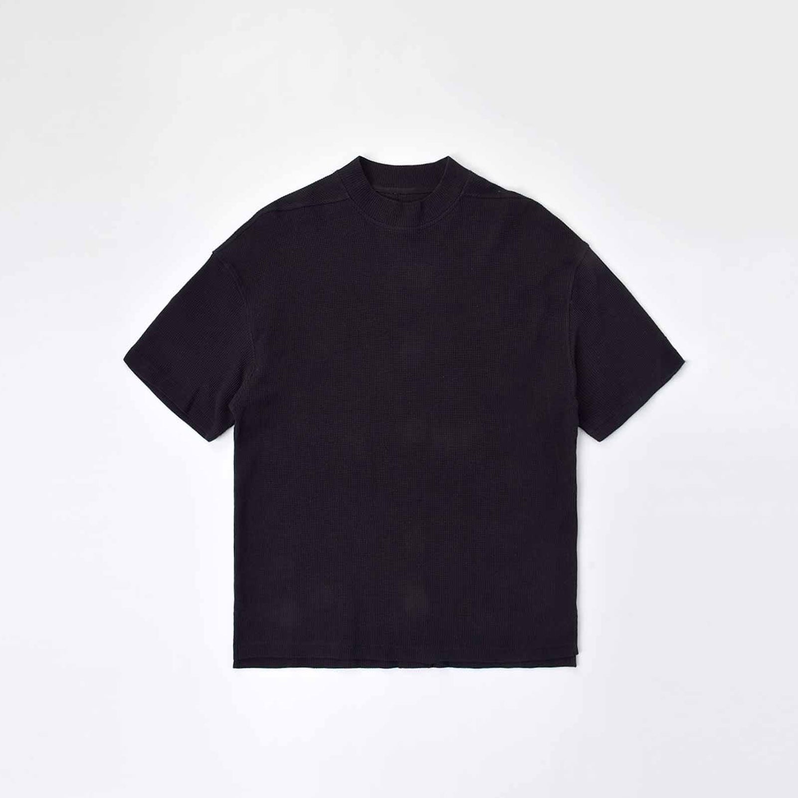 Custom Unisex Oversized Waffle Fabric Mock Neck T-shirts
