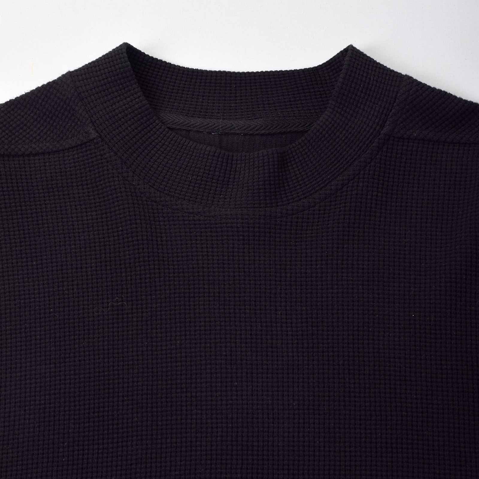 Custom Unisex Oversized Waffle Fabric Mock Neck T-shirts