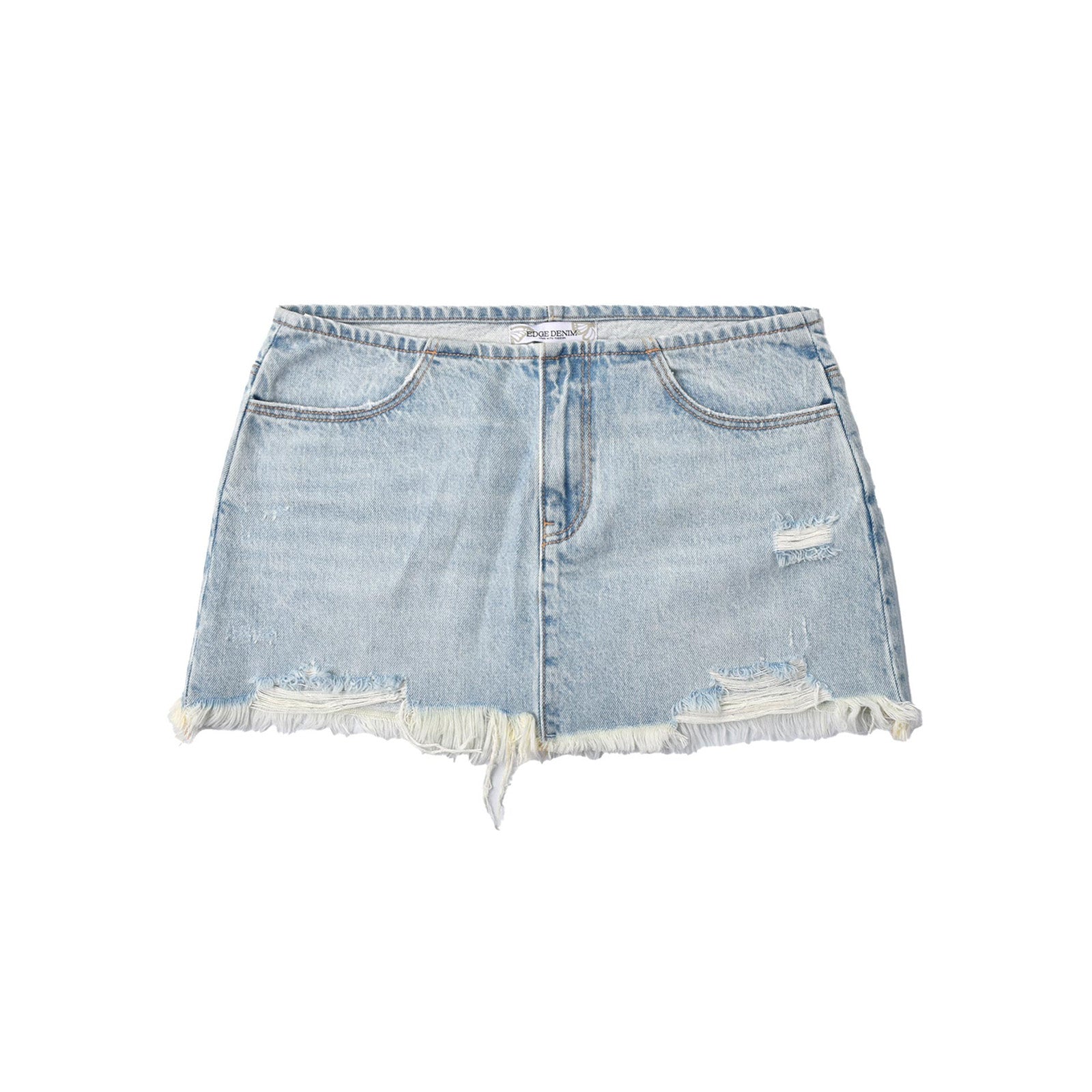 Custom Women's Distressed Washed Mini Denim Skirt