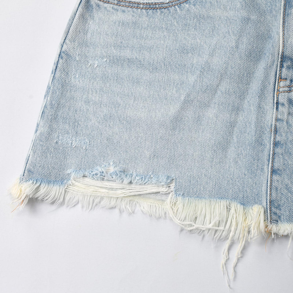 Custom Women's Distressed Washed Mini Denim Skirt