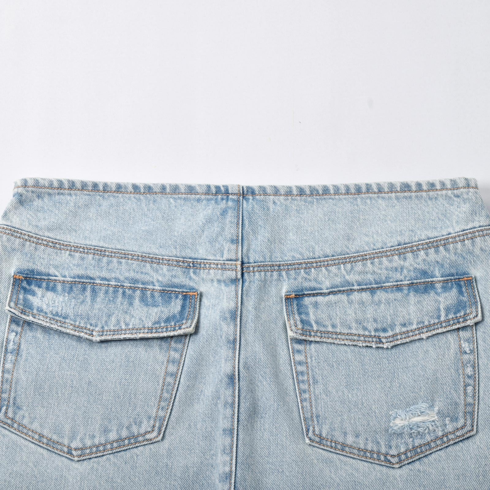 Custom Women's Distressed Washed Mini Denim Skirt