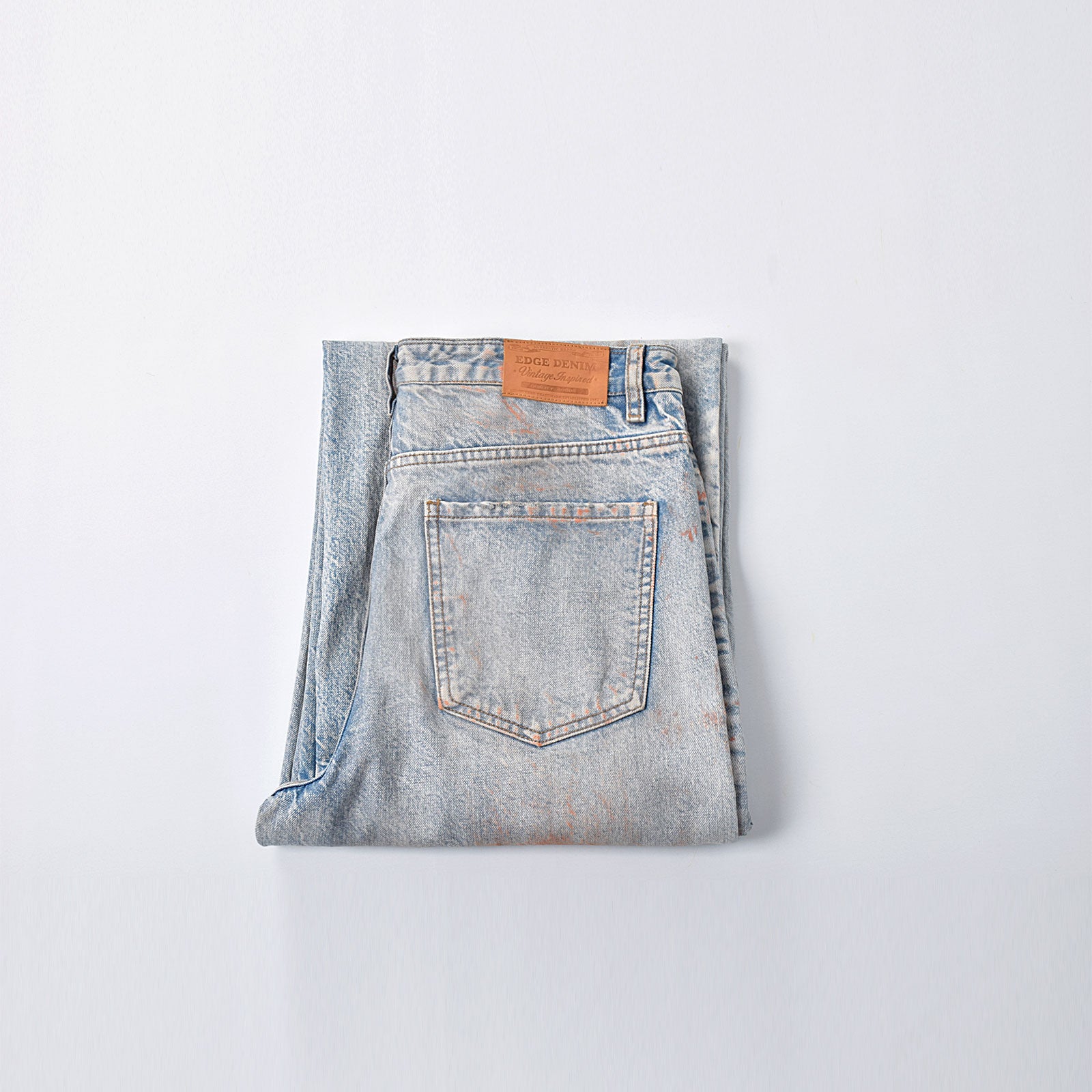 Custom Men's Dirty Washed Straight Leg Baggy Fit Jeans