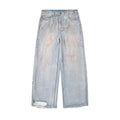 Custom Men's Dirty Washed Straight Leg Baggy Fit Jeans