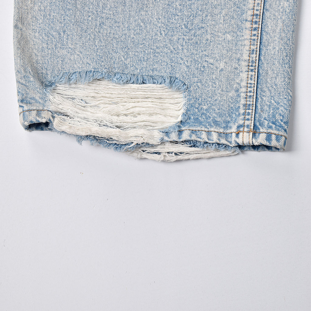 Custom Men's Dirty Washed Straight Leg Baggy Fit Jeans