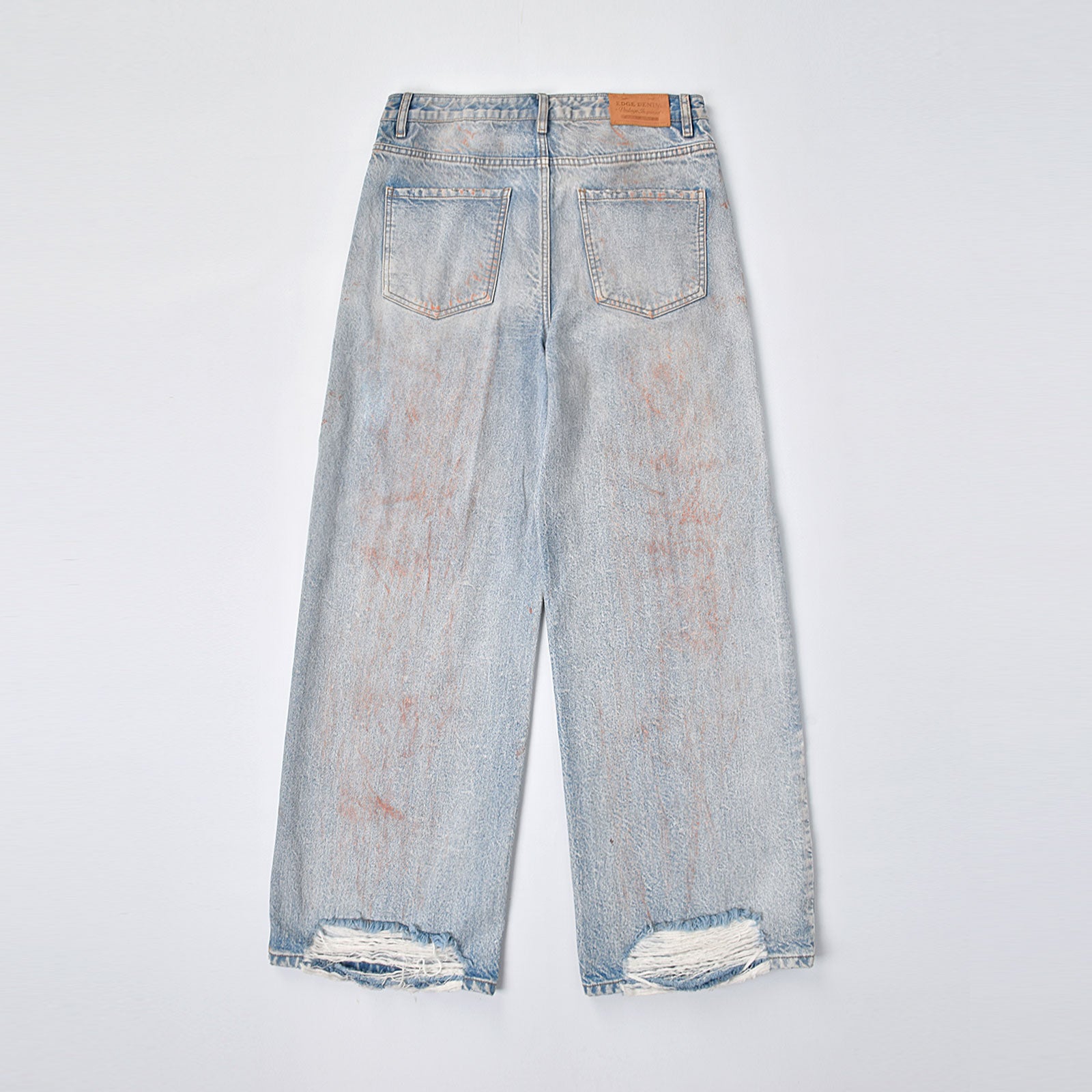 Custom Men's Dirty Washed Straight Leg Baggy Fit Jeans