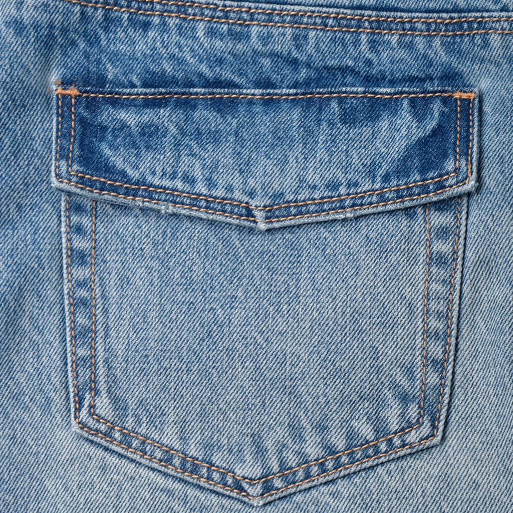 Custom Women's Washed Blue Raw Hem Mini Denim Skirt