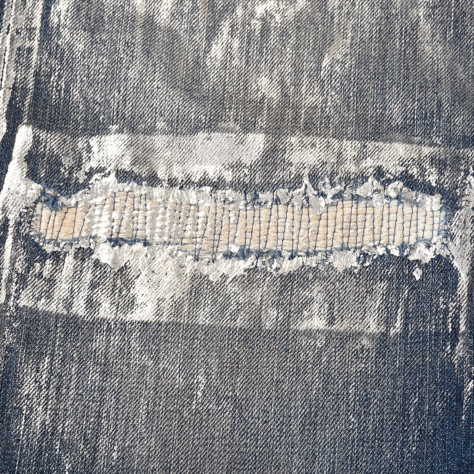 Custom Men's Silver Waxed Coat Patch Work Embroidery Jeans
