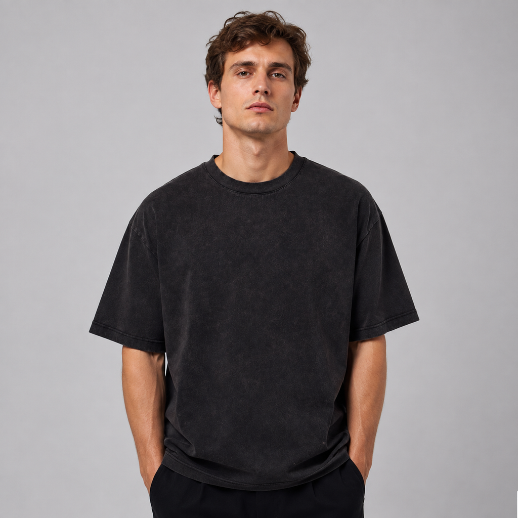 Custom Unisex Vintage Washed Black Oversized T-Shirts