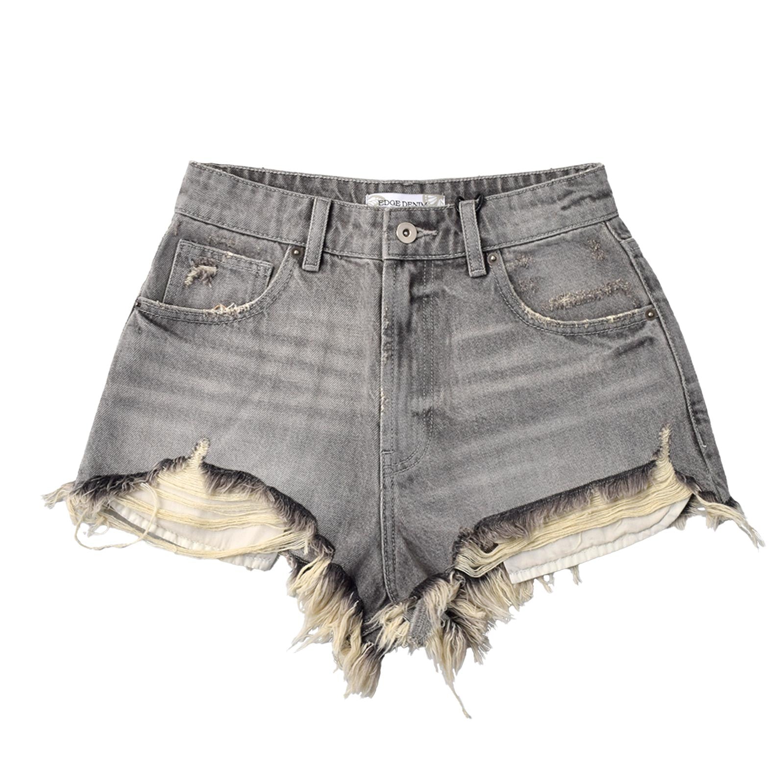 Custom Women's Washed Gray Hot Mini Denim Shorts