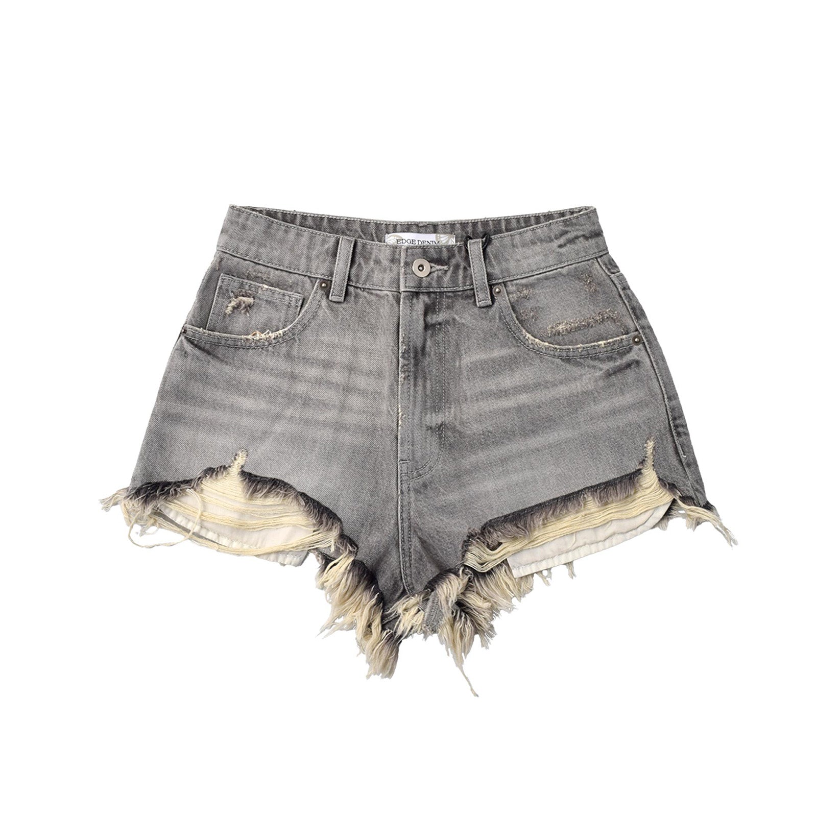 Custom Women's Washed Gray Hot Mini Denim Shorts