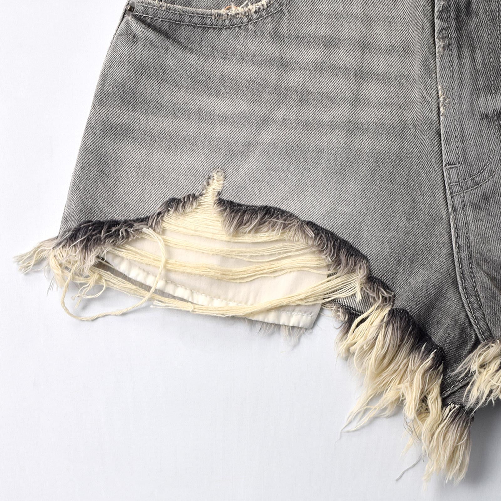 Custom Women's Washed Gray Hot Mini Denim Shorts