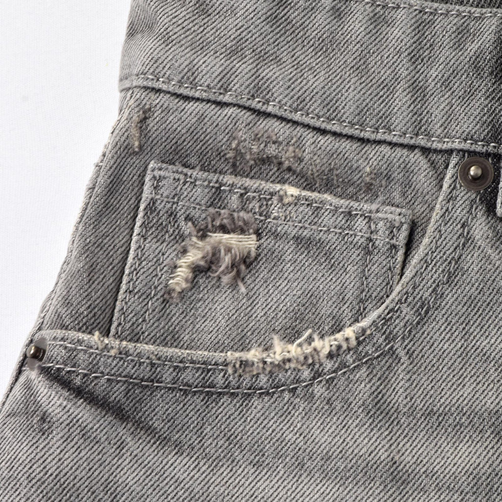 Custom Women's Washed Gray Hot Mini Denim Shorts