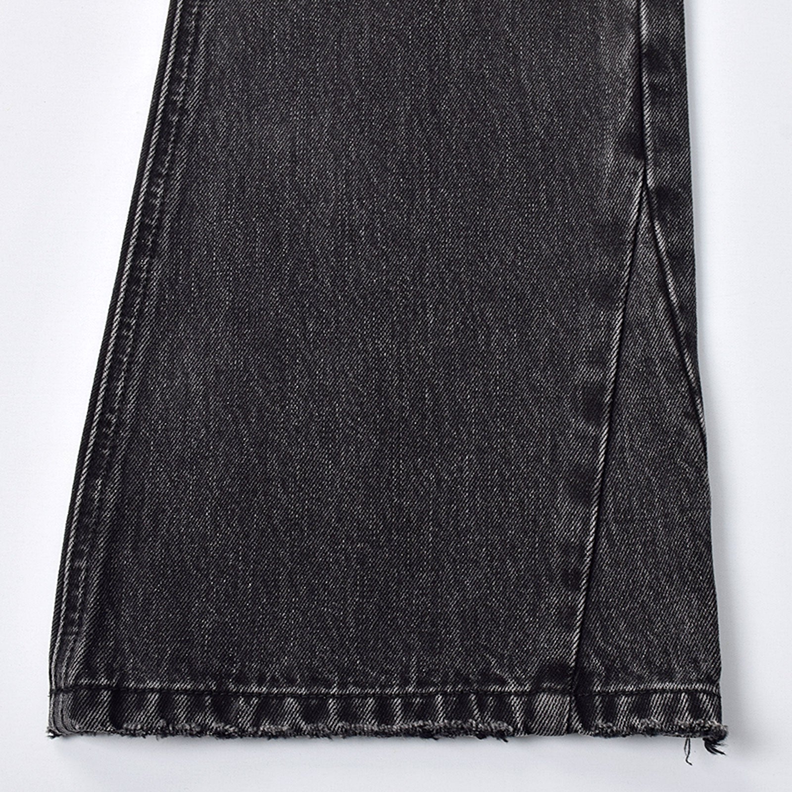 Custom Men's Black Heavyweight Flared Fit Washed Jeans With Rivets