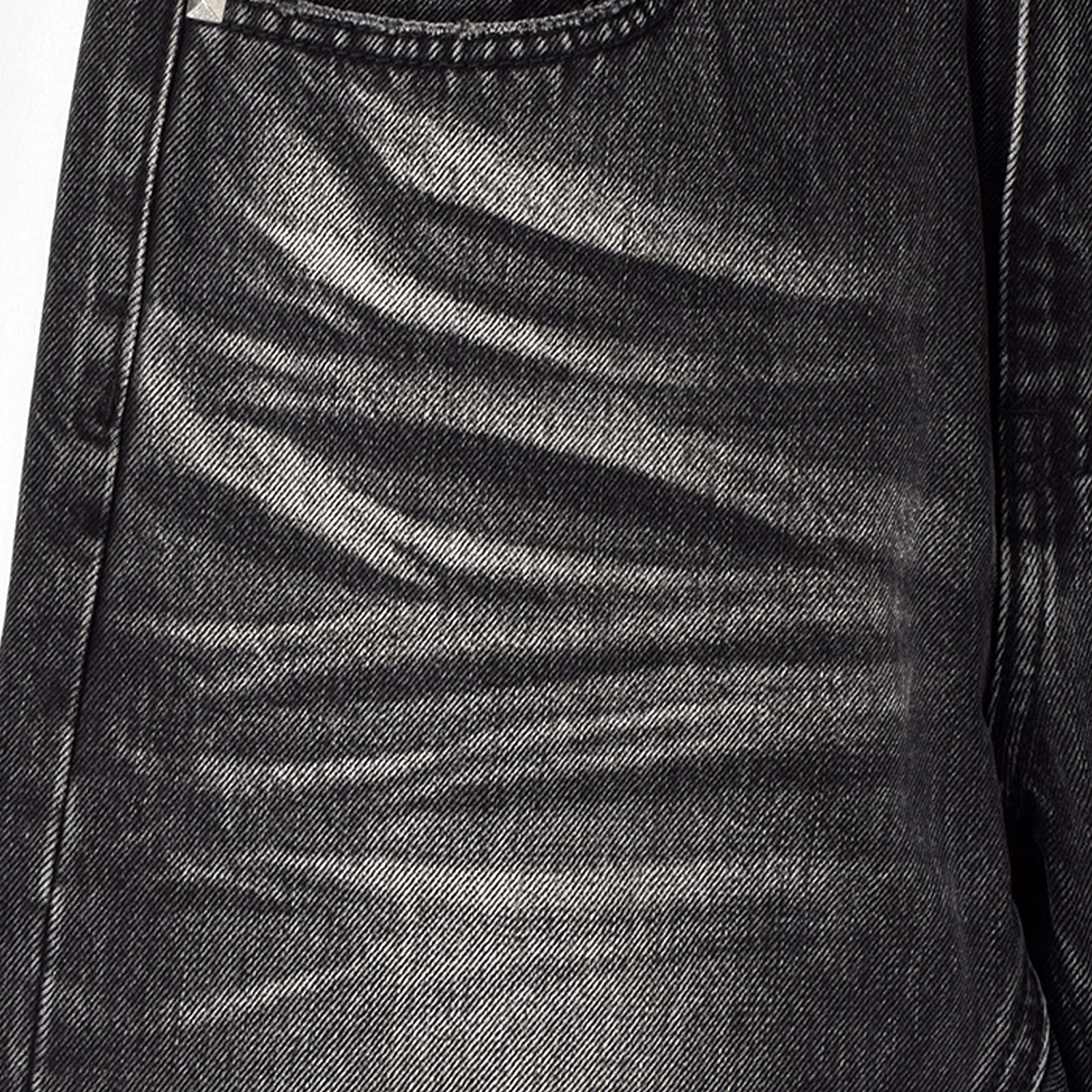 Custom Men's Black Heavyweight Flared Fit Washed Jeans With Rivets