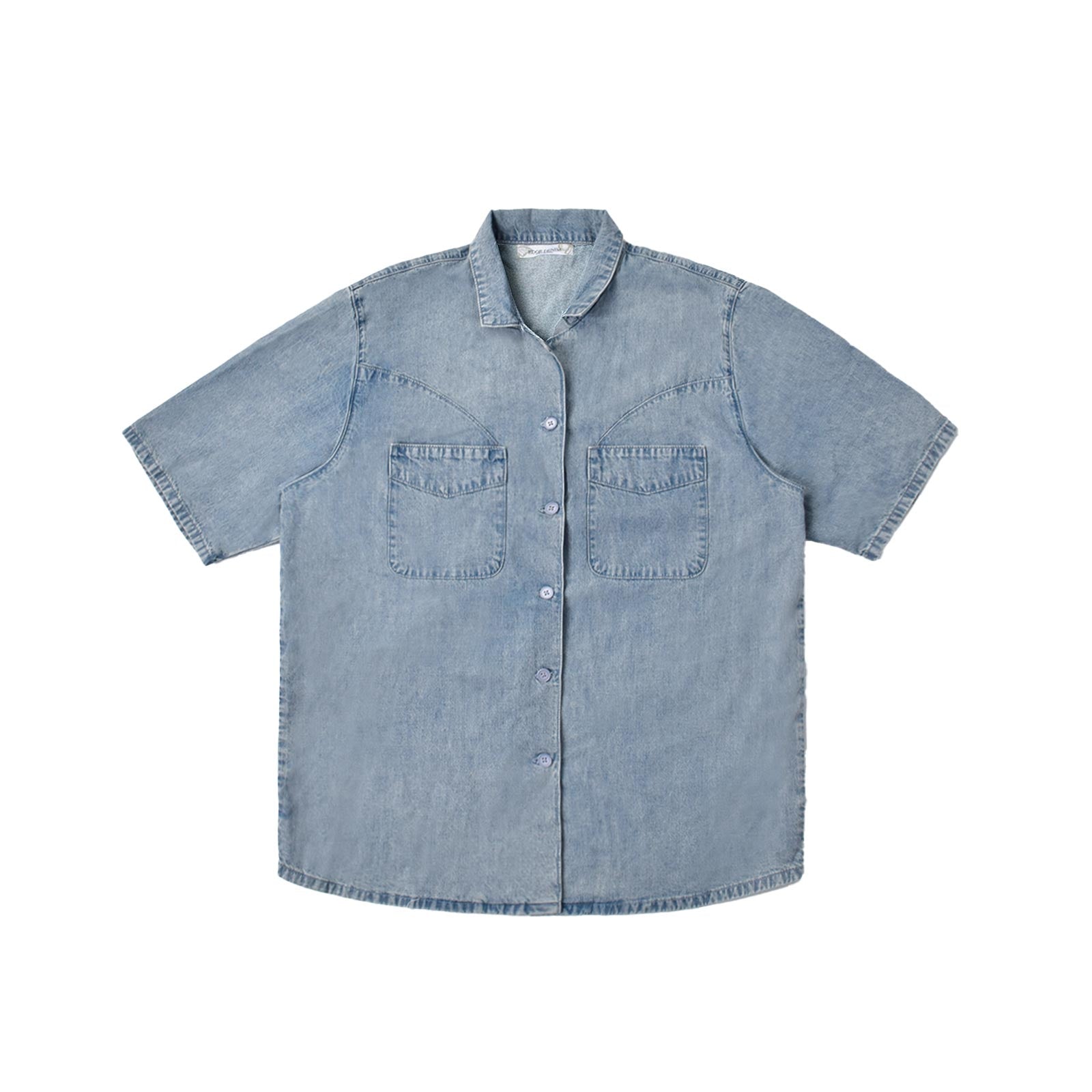 Custom Unisex Plain Pockets Blue Short Sleeve Denim Shirts