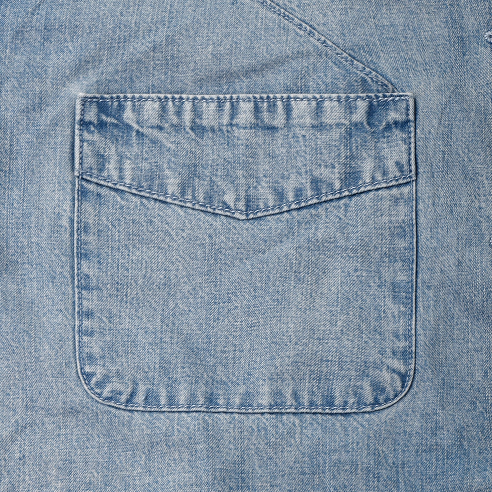 Custom Unisex Plain Pockets Blue Short Sleeve Denim Shirts