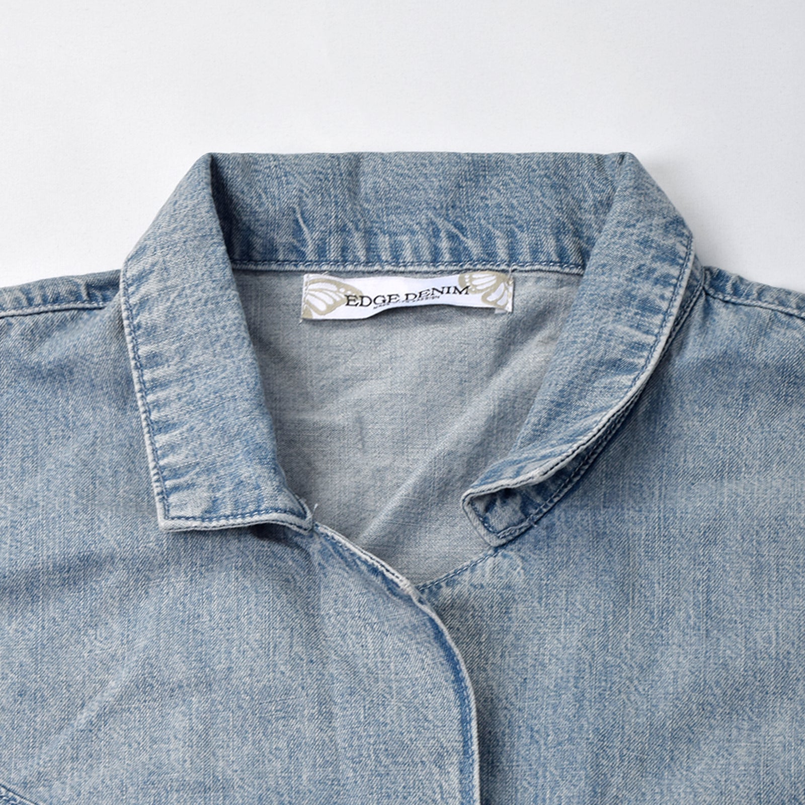 Custom Unisex Plain Pockets Blue Short Sleeve Denim Shirts