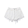 Custom Women's Wide White Raw Hem Mini Denim Shorts