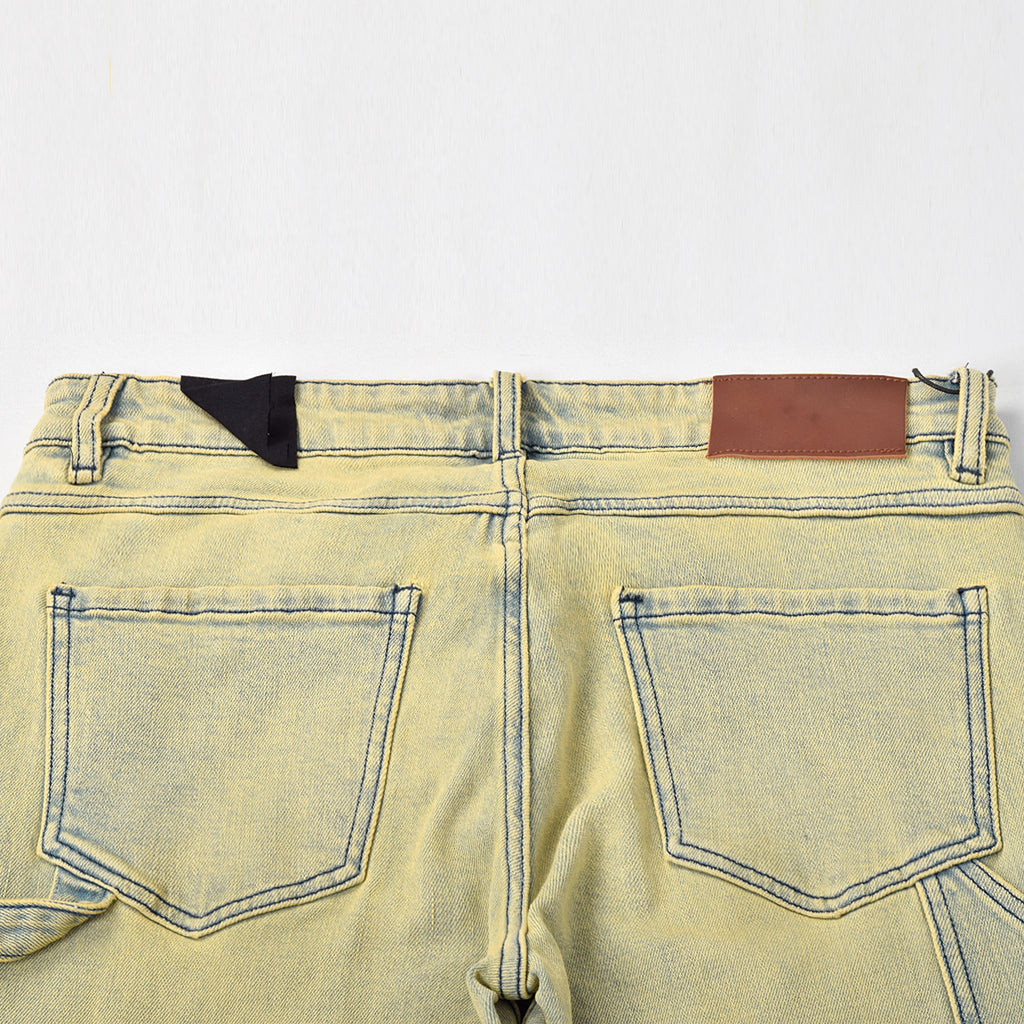 Custom Men's 98%Cotton 2%Spandex Washed Skinny Stretch Jeans