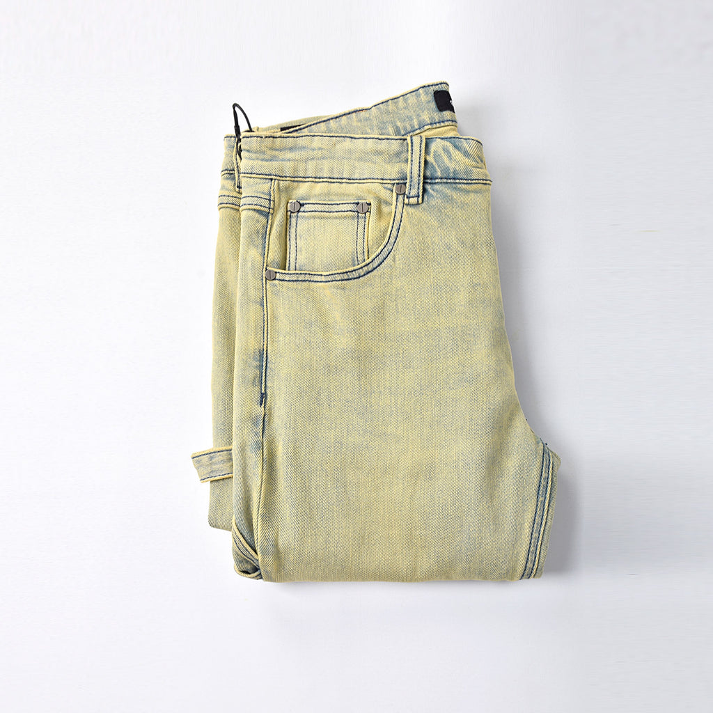 Custom Men's 98%Cotton 2%Spandex Washed Skinny Stretch Jeans